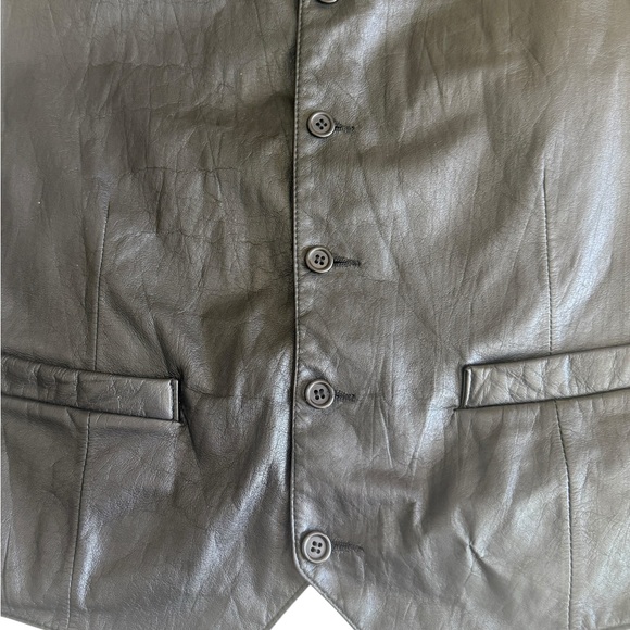 Scully Black Leather Vest Mens 46 Western Yoke Button Up Cowboy Biker  Outerwear - Picture 4 of 10
